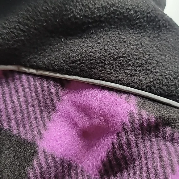 Fragralley Dog Purple Plaid Reversible Fall Winter Coat with Harness Hole Size L - Picture 3 of 9